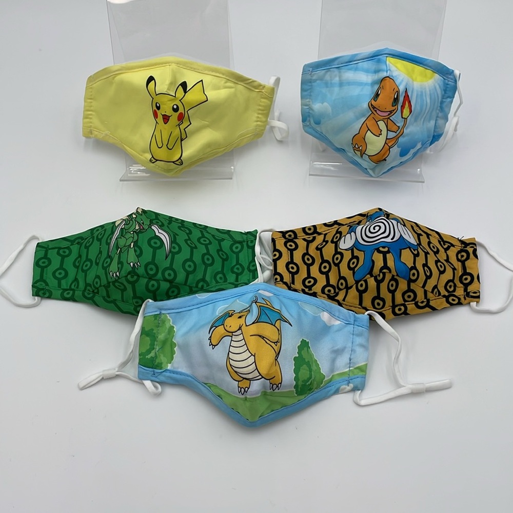 Pokémon Kids Face Masks Pikachu Charizard - Set of 5 new‎ masks Pokemon